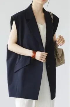 完売 スピックアンドスパン ベスト ジレ メランジダブルブレストジレ