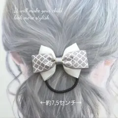 モロッカン柄フォーマルきっずリボンヘアゴム♡白×モロッカンおひとつ