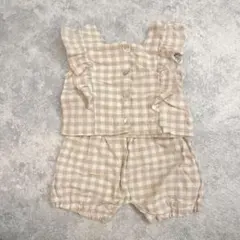 cottoli チェック柄 フリル セットアップ 90cm