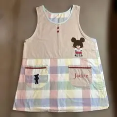 くまの学校ジャッキー　チェック柄エプロン Jackie シェフジャッキー