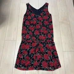 ブージュルード インポート バラ柄ノースリーブワンピース S～M