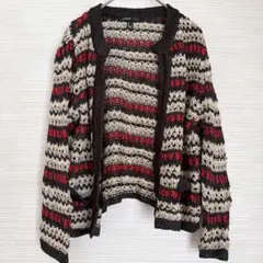 MANGO SUIT ニットカーディガン 【M】 ストライプ オープンフロントのサムネイル