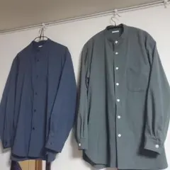 ネイビーとグリーンの長袖シャツ2点セット