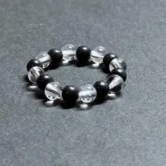 BR1097 天然石パワーストーン ビーズリング ロシア産シュンガイト 天然水晶