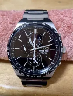 【稼働品】セイコー ワールドタイム ソーラー V195 メンズ 腕時計 Seiko v195-0ae0 chronograph solar - Gem