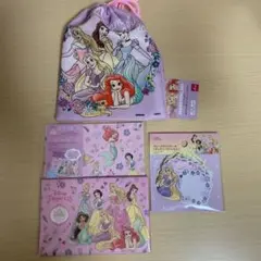 ディズニープリンセス　通学給食袋　巾着　レターセット　シール