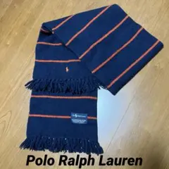 Ralph Lauren ネイビー×オレンジ ボーダー マフラー 男女兼用
