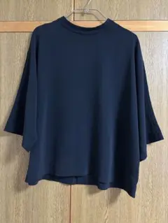 ドレープモックネックブラウス ユニクロ UNIQLO ネイビー Lサイズ