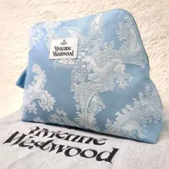 未使用級✨ヴィヴィアンウエストウッド ブルー ジャカード ポーチ クラッチバッグ