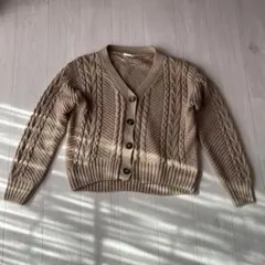 GU ベージュ ケーブル編み カーディガン Mサイズ