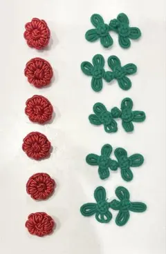 【新品】　チャイナボタン　2種　グリーン5組　レッド6個　衣装　コスプレ　遊戯会