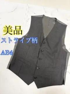 美品　スーツベスト　ジレ　ストライプ　グレー　営業　接客