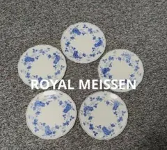 美品★ロイヤルマイセン5枚セット★陶器プレート盛り皿ブルー上品 花柄 素敵ローズのサムネイル