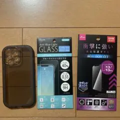 iPhone13 Proソフトケース、画面保護ガラスフィルム2枚セット