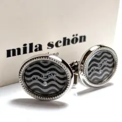 msc27 新品 ミラショーン カフリンクス シルバー/グレーウェーブ スワロフ