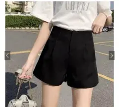 タックハイウエストショートパンツ[at1744] Lサイズ ブラック