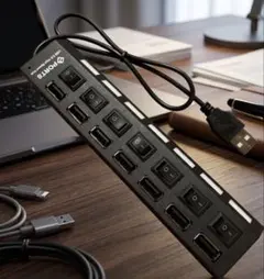 7ポート USBハブ 黒