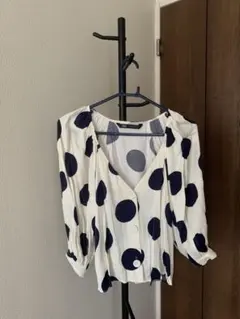 ZARA ドット柄 バルーンスリーブ ブラウス