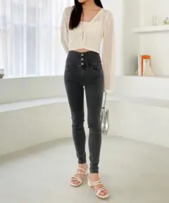 Heather（ヘザー）ハイウエストスキニーデニムグレー