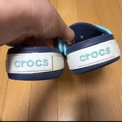 crocs ネイビー 水色 サンダル 10C-11のサムネイル