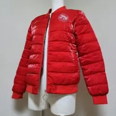 赤　ボンバージャケット　スカジャン　光沢　刺繍入り　Lサイズ