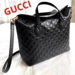 GUCCI グッチシマレザー2wey ショルダーバッグ　ブラック