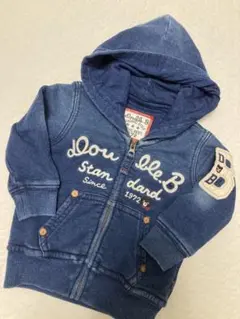【used】ダブルB パーカー　裏毛パイル　インディゴブルー　90㎝