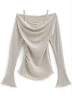 GRL レイヤード風オフショルニットトップス