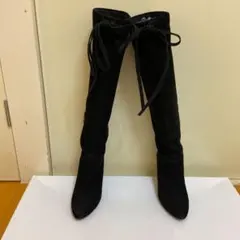 ダイアナブラック スエード レースアップ ニーハイブーツ