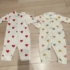 ハート柄ロンパース2点セット