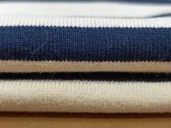 A382・綿天竺ニット・ｗ幅・ボーダー柄・ネイビー/キナリ系1m・張り有