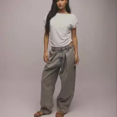 アリシアスタン　alexiastam カラーデニムパンツ　サンドベージュ3のサムネイル