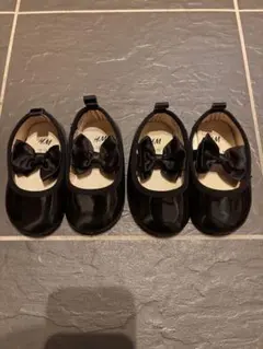 H&M ブラックリボンバレエシューズ 2足セット 双子