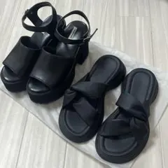 ブラックサンダル　24 24.5 Lサイズ　２点セットのサムネイル