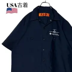 USA古着 REDKAP 半袖ワークシャツ 紺ネイビー L カレッジサマーシャツのサムネイル