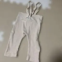 ベージュ ストラップ付きリブパンツ