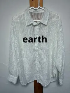 earth ホワイト フリンジシャツ