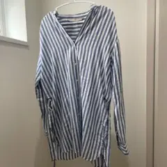 ザラ　zara 青と白のストライプ シャツ チュニック　七分袖　長袖のサムネイル