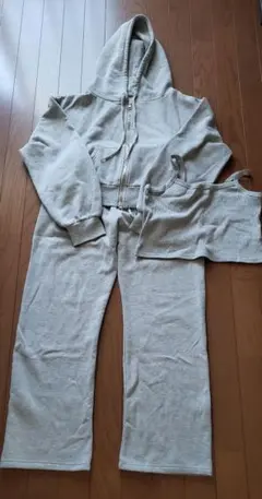 GRL グレイル グレー フード付き スウェットセットアップ　L