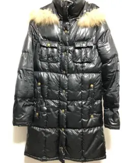 ロングコート中綿　フード付き　黒フリーサイズused エゴイスト