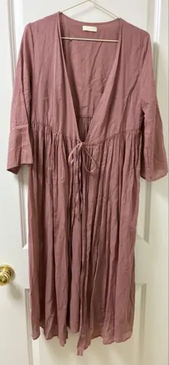 ピンク ロングカーディガン 五分袖