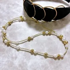 ロングネックレス 60cm パールネックレス ゴールド