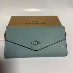 COACH コーチ 長財布 フラップ ブルー CU158