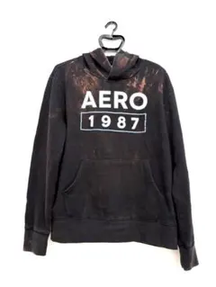 AEROPOSTALE ブリーチ加工 パーカー XL ブラック 短丈 雰囲気系のサムネイル