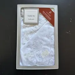 未使用 スワトウ ハンカチ 岳陽楼 杜甫 綿麻 汕頭 手刺繍 SWATOW箱なし