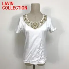 A6739 ランバンコレクション 半袖Tシャツ 綿 コットン 刺繍 白 38