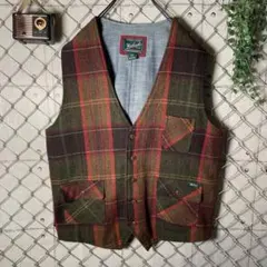 Woolrich ウールリッチ ウール チェック ベスト シンチバック L程