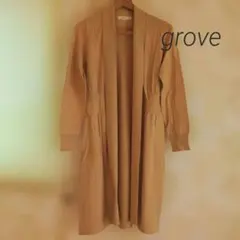 grove ベージュ ロングカーディガン M