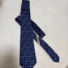 Salvatore Ferragamo ネクタイ ネイビー 帽子柄