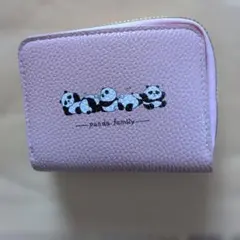 パンダファミリー 二つ折り財布 薄ピンク色
